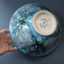 Load image into Gallery viewer, HUGE Scottish TAIN POTTERY Glenaldie Harvest Stoneware Bowl. With Hand Painted Plaid and Thistles Decoration. 10 1/4 inches diameter
