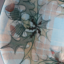 Load image into Gallery viewer, HUGE Scottish TAIN POTTERY Glenaldie Harvest Stoneware Bowl. With Hand Painted Plaid and Thistles Decoration. 10 1/4 inches diameter
