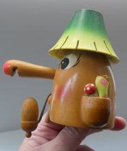 Load image into Gallery viewer, Vintage German Erzgebirge Wooden Handmade Incense Smoker: Strange Cartoon Woodsman with Christmas Tree
