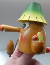 Load image into Gallery viewer, Vintage German Erzgebirge Wooden Handmade Incense Smoker: Strange Cartoon Woodsman with Christmas Tree
