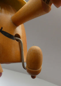 Vintage German Erzgebirge Wooden Handmade Incense Smoker: Strange Cartoon Woodsman with Christmas Tree