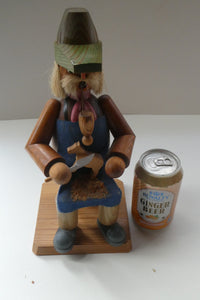 LARGE Vintage German Erzgebirge Wooden Handmade Incense Smoker: WOOD CARVER OR TOYMAKER. 11 1/2 Inches
