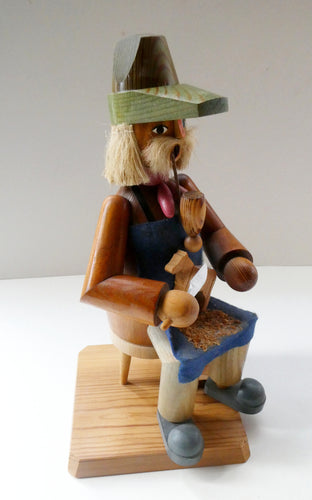LARGE Vintage German Erzgebirge Wooden Handmade Incense Smoker: WOOD CARVER OR TOYMAKER. 11 1/2 Inches