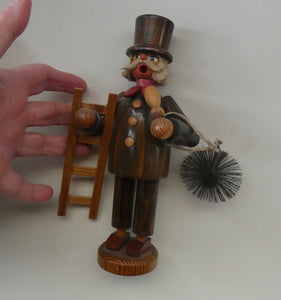 BOXED. Vintage GDR German Erzgebirge Wooden Handmade Incense Smoker. CHIMNEY SWEEP