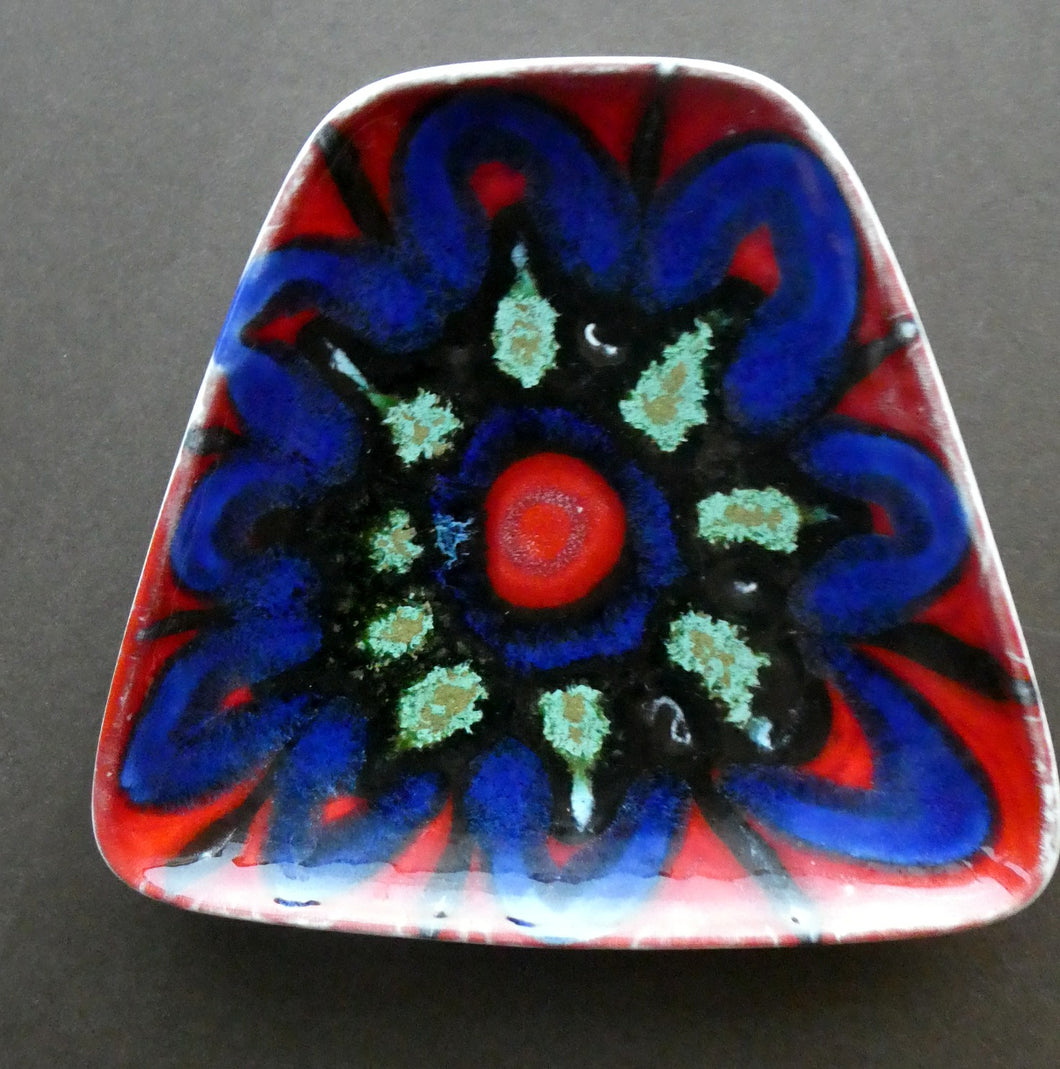 Vintage 1970s Poole Delphis Dish with Abstract Floral Design