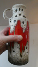 Load image into Gallery viewer, West German 1970s Scheurich Vase with White Lava and Shiny Red Glazes
