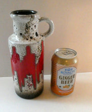 Load image into Gallery viewer, West German 1970s Scheurich Vase with White Lava and Shiny Red Glazes
