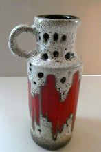 Load image into Gallery viewer, West German 1970s Scheurich Vase with White Lava and Shiny Red Glazes
