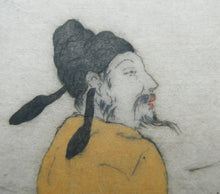 Load image into Gallery viewer, 1930s Hand Coloured Etching by Elyse Lord. Chinese Warriors on Horseback
