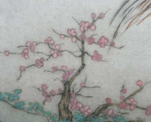 1930s Hand Coloured Etching by Elyse Lord. Chinese Warriors on Horseback
