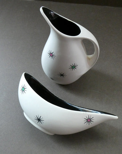 TWO PIECES. Vintage 1950s Wade Shooting Stars Pattern Ceramic Dishes