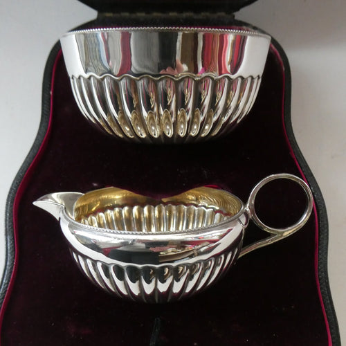 MAPPIN AND WEBB Silver Creamer and Sugar Bowl. Hallmarked Sheffield 1900. FITTED CASE