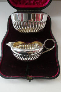 MAPPIN AND WEBB Silver Creamer and Sugar Bowl. Hallmarked Sheffield 1900. FITTED CASE