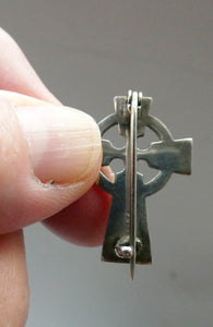 ANTIQUE Miniature CONNEMARA or IONA Marble and Sterling Silver Cross Brooch