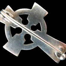 Load image into Gallery viewer, ANTIQUE Miniature CONNEMARA or IONA Marble and Sterling Silver Cross Brooch
