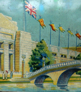 British Empire Exhibition Toffee Tin 1924; with an Image of the Palace of Industry