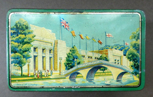 British Empire Exhibition Toffee Tin 1924; with an Image of the Palace of Industry