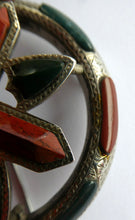 Load image into Gallery viewer, LARGE Antique SCOTTISH VICTORIAN SILVER &amp; Agate Hardstone Brooch or Pin
