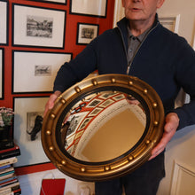 Load image into Gallery viewer, VINTAGE Regency Style Round Convex Wall Mirror - with Gold Wooden Frame Embellished with Balls
