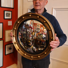 Load image into Gallery viewer, VINTAGE Regency Style Round Convex Wall Mirror - with Gold Wooden Frame Embellished with Balls
