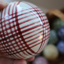 Load image into Gallery viewer, SINGLE Scottish Victorian Ceramic Carpet Bowl. Dark Red Check Pattern
