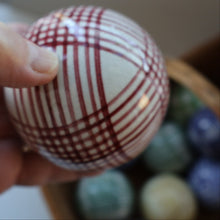 Load image into Gallery viewer, SINGLE Scottish Victorian Ceramic Carpet Bowl. Dark Red Check Pattern
