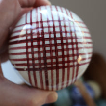 Load image into Gallery viewer, SINGLE Scottish Victorian Ceramic Carpet Bowl. Dark Red Check Pattern
