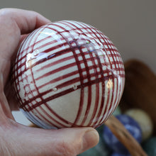 Load image into Gallery viewer, SINGLE Scottish Victorian Ceramic Carpet Bowl. Dark Red Check Pattern

