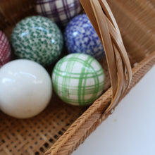 Load image into Gallery viewer, Fine Set of SIX Scottish Victorian Ceramic Carpet Bowls Plus the Elusive WHITE JACK
