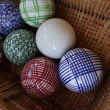 Load image into Gallery viewer, Fine Set of SIX Scottish Victorian Ceramic Carpet Bowls Plus the Elusive WHITE JACK

