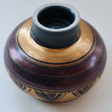 Load image into Gallery viewer, Cornish Studio Pottery. Small Black and Gold Lustre PORCELAIN Footed Bowl by Mary Rich (1940 - 2022)
