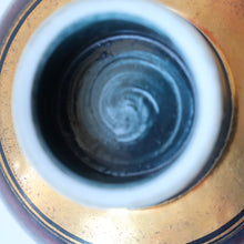 Load image into Gallery viewer, Cornish Studio Pottery. Small Black and Gold Lustre PORCELAIN Footed Bowl by Mary Rich (1940 - 2022)
