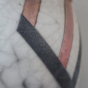 STUDIO POTTERY. David Howard Jones (b. 1953). 1980s Raku Vase with Crackle Glaze and Abstract Decoration