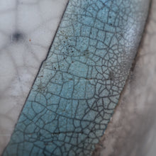 Load image into Gallery viewer, STUDIO POTTERY. David Howard Jones (b. 1953). 1980s Raku Vase with Crackle Glaze and Abstract Decoration
