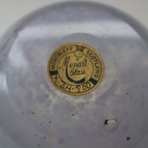 D/ Fabulous Little X ZA Shape Antique Scottish Monart Glass Bowl. With Original Paper Label on the Base