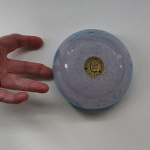 A/ Fabulous Little X ZA Shape Antique Scottish Monart Glass Bowl. With Original Paper Label on the Base