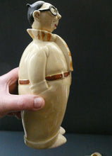 Load image into Gallery viewer, Quirky 1930s JAPANESE Ceramic Decanter, Stand and Four Shot Glasses. TENNIS PLAYER
