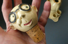 Load image into Gallery viewer, Quirky 1930s JAPANESE Ceramic Decanter, Stand and Four Shot Glasses. TENNIS PLAYER
