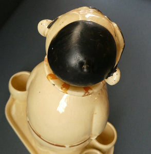 Quirky 1930s JAPANESE Ceramic Decanter, Stand and Four Shot Glasses. TENNIS PLAYER
