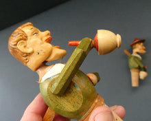 Load image into Gallery viewer, PAIR of Vintage Mid-Century Italiam ANRI Articulated Wooden Bottle Stoppers.
