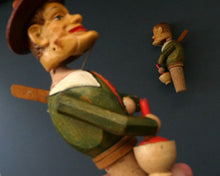 Load image into Gallery viewer, PAIR of Vintage Mid-Century Italiam ANRI Articulated Wooden Bottle Stoppers.
