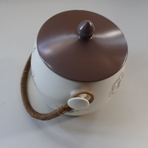 1950’s Poole Twintone Biscuit Barrel with Stylised Floral TURDIANA Pattern. Designed by Ruth Pavely