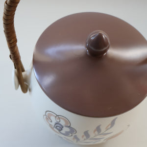 1950’s Poole Twintone Biscuit Barrel with Stylised Floral TURDIANA Pattern. Designed by Ruth Pavely