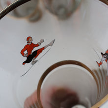 Load image into Gallery viewer, 1950s. Set of FIVE Good Quality Tall Schooners or Beer Glasses with Skaters
