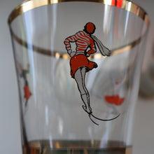 Load image into Gallery viewer, 1950s. Set of FIVE Good Quality Tall Schooners or Beer Glasses with Skaters
