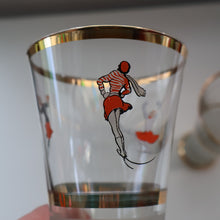 Load image into Gallery viewer, 1950s. Set of FIVE Good Quality Tall Schooners or Beer Glasses with Skaters
