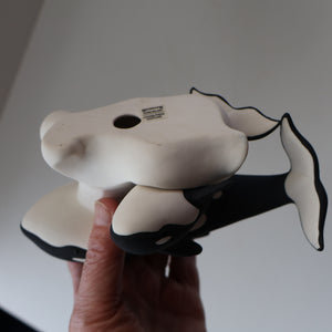 Vintage 1970s Scottish HIGHBANK PORCELAIN (Lochgilphead). Pair of Orcas or Killer Whales