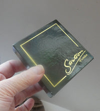 Load image into Gallery viewer, Vintage 1970s Stratton Powder Compact. Black Enamel with Red Flowers: UNUSED AND BOXED

