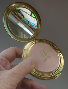 Vintage 1960s POWDER COMPACT with Black Enamel Top & Silver Marcasite Decoration