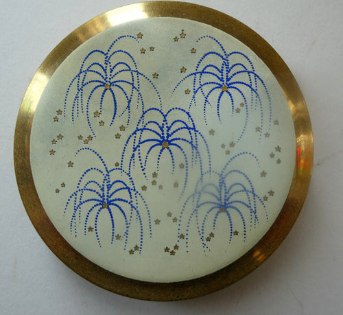 1960s Vintage Enamel Power Compact with  Fireworks Pattern